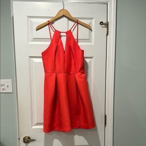 Red Halter Cut-Out A-Line Dress